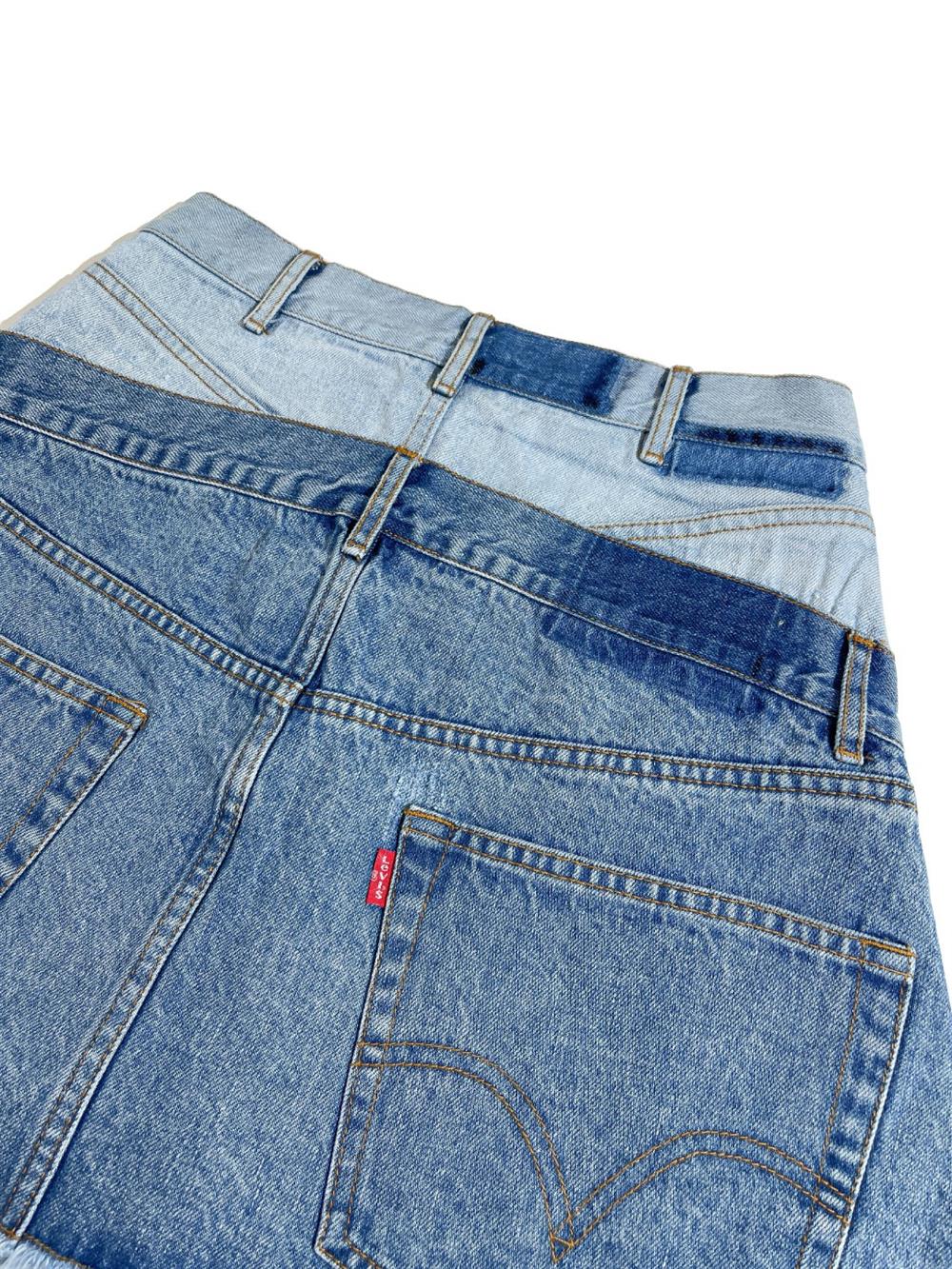 Spring And Summer Spliced Double Head Waist Denim Half Skirt