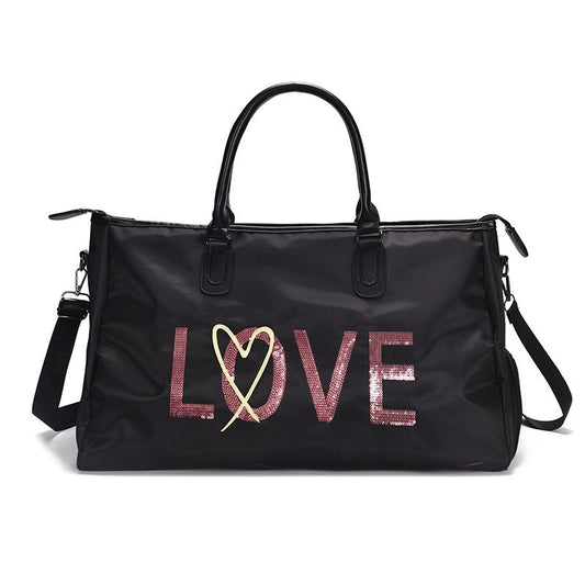 One-shoulder Carry Duffel Bag Large Capacity Waterproof Sequin Shoe Position Fitness Travel Bag