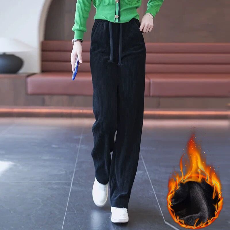 Women's Wide-leg Pants Autumn And Winter New High Waist Drooping Straight Thickening Pants