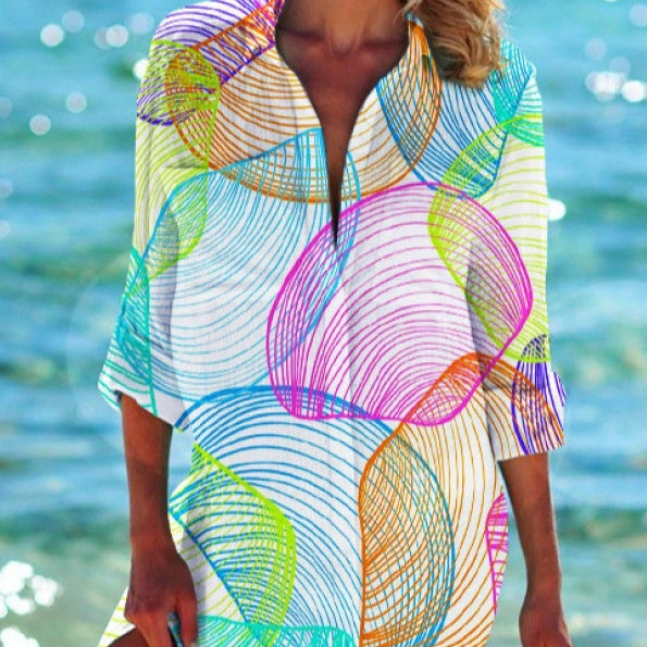 Women's Creative Loose Print Holiday Beach Shirt