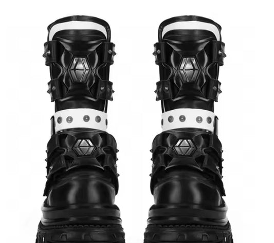 Female Punk Platform Studded Motorcycle Boots