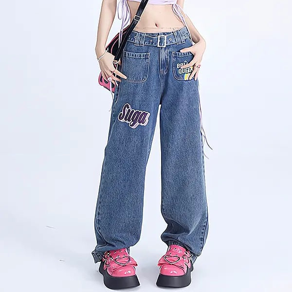 Spicy Girls Straight Leg Jeans Women's Loose Fit