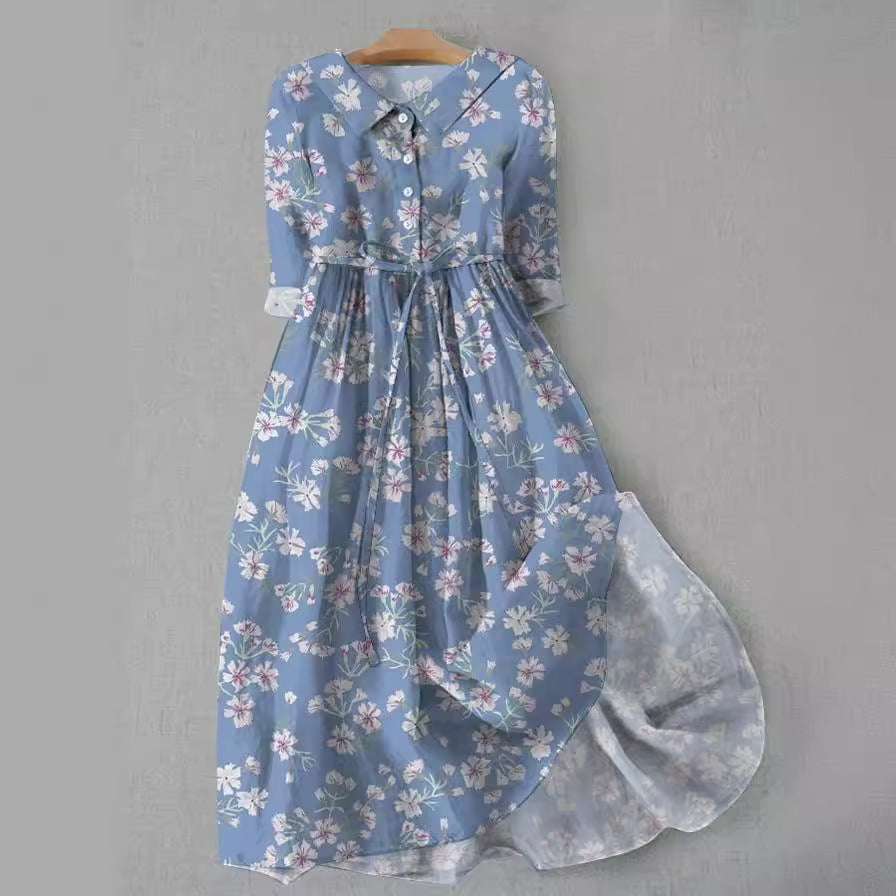 Womens Versatile Printed Casual Long Dress