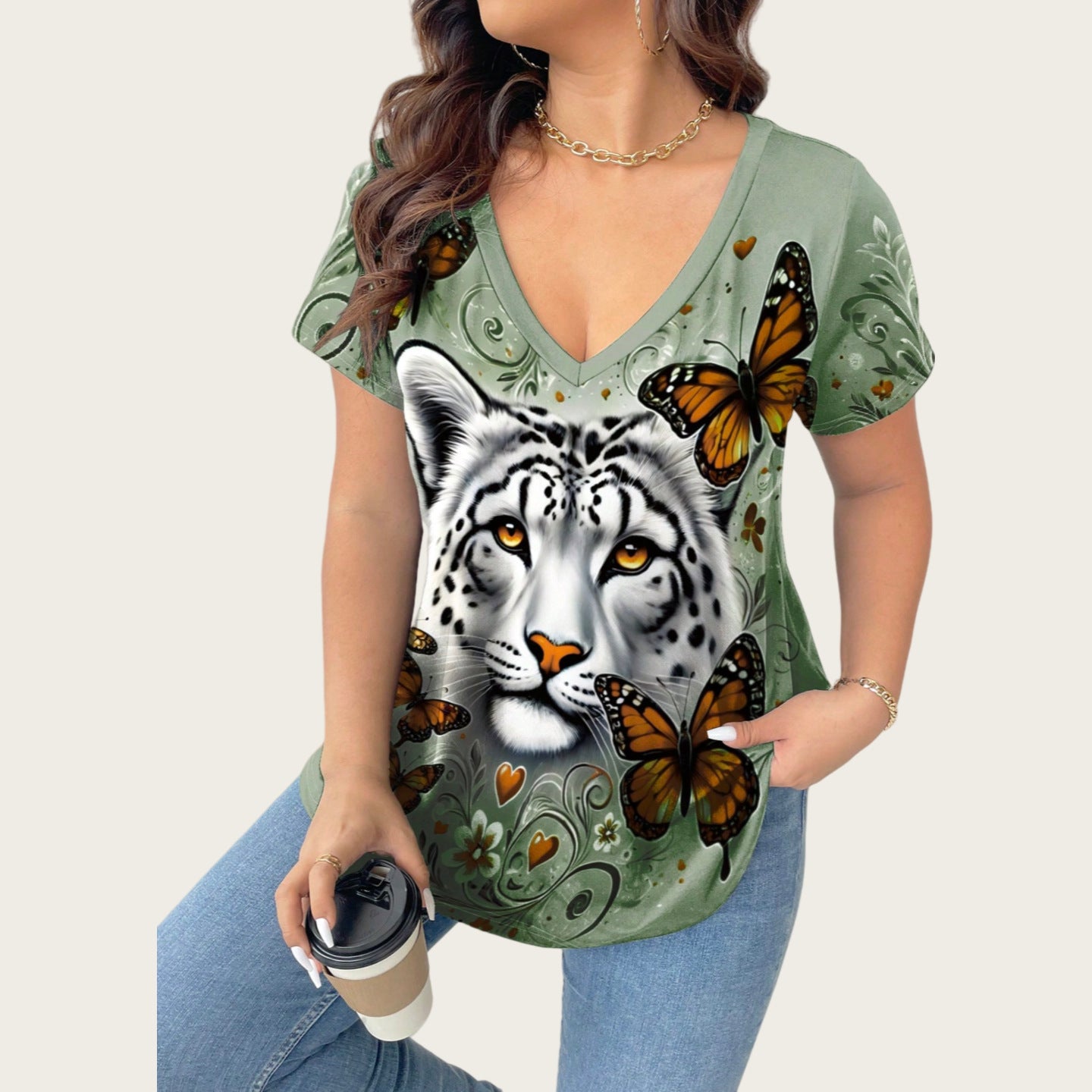 Stylish Minimalist Casual Design Womens Short Sleeve Top