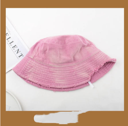 New Retro Distressed Denim Flat-brim Fisherman Hat