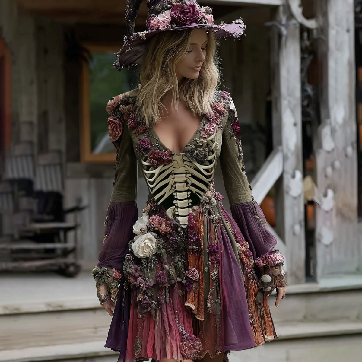 V-neck Long Sleeved Dress For Sexy And Spicy Girls