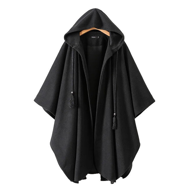 Hooded Trousers Cape Woolen Coat