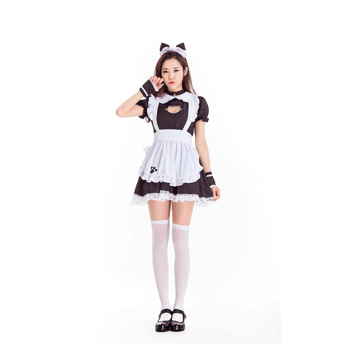 Polyester Women's Role-playing Dress With Cat's Paw Pattern