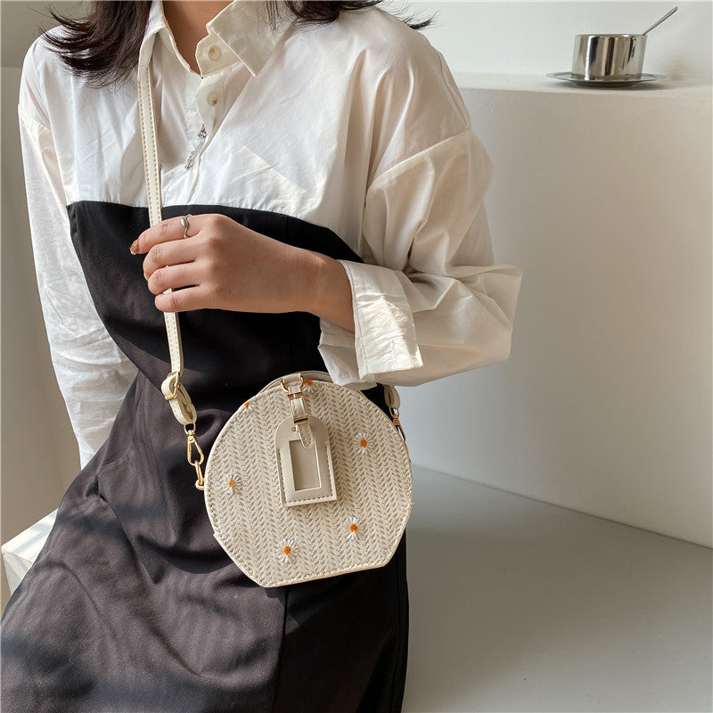 Women's All Match Straw Lace Round Bag Shoulder Messenger