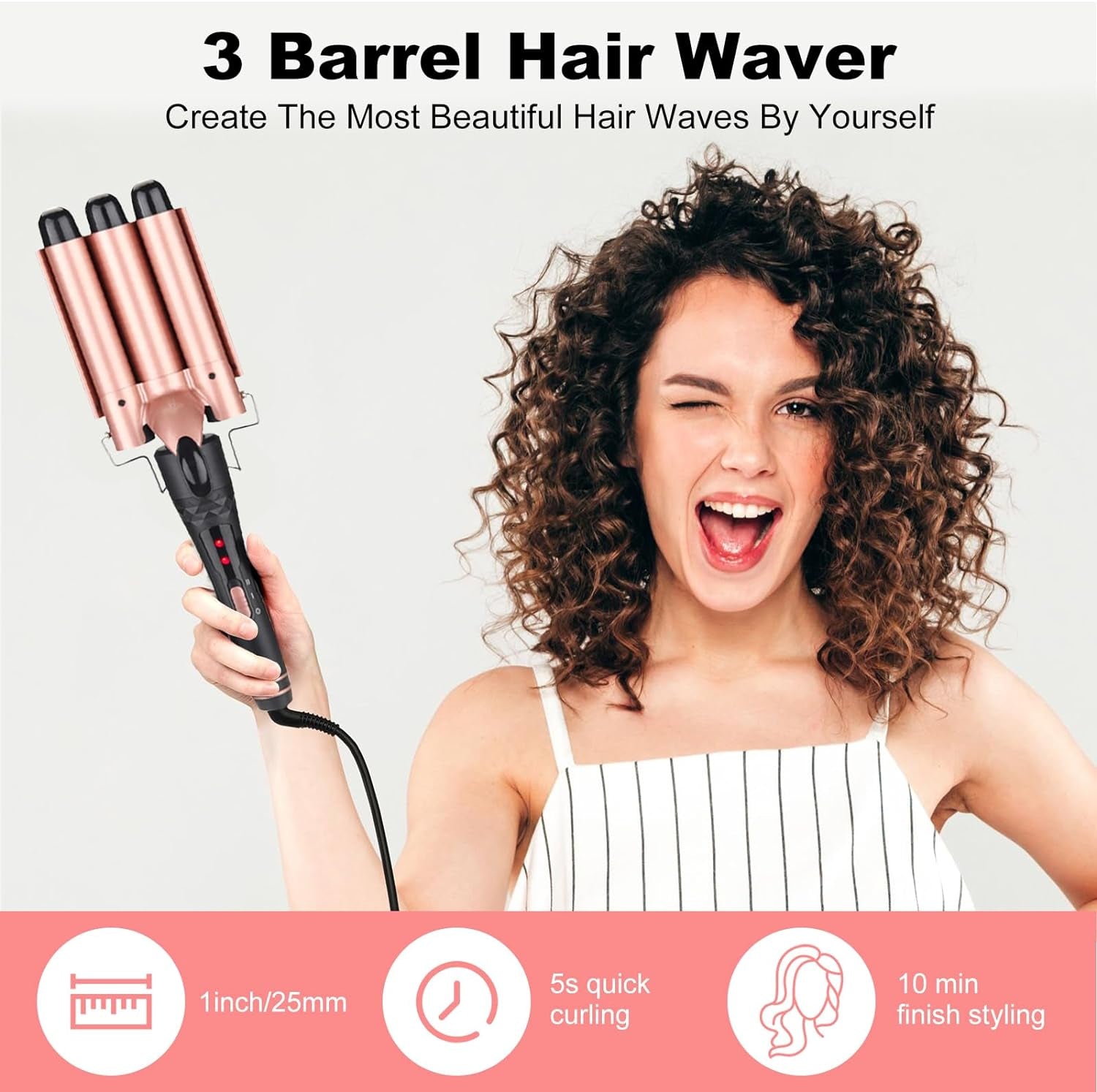 Rizador De Cabello, Rizador Profesional De Cabello De 9-32 Mm, Rizos Intercambiables Multifunción 5 En 1, Calentamiento Instantáneo Con Guante Protector Contra Para Cabello Largo Y Corto