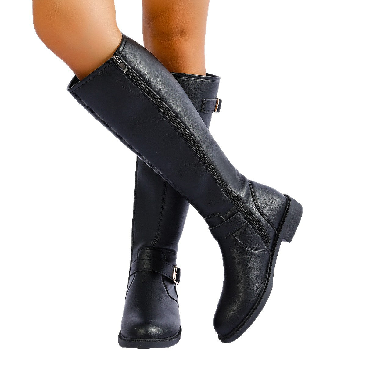 Stylish Mid-heel Brown Straight-leg Boots For Women