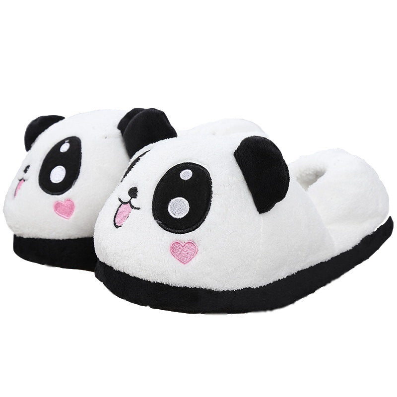 Cute And Adorable Panda Heart-Shaped Cartoon Plush Closed-Toe Slippers