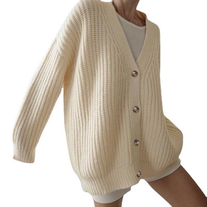 Comfortable Casual V-Neck Loose Sweater Solid Color
