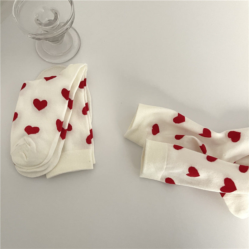 Mid-calf Length Love Cotton Socks Tide White Long Socks Korean Style Sports College Style