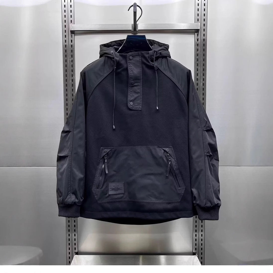 Large Workwear With Pocket Zipper Pullover Hooded Jacket