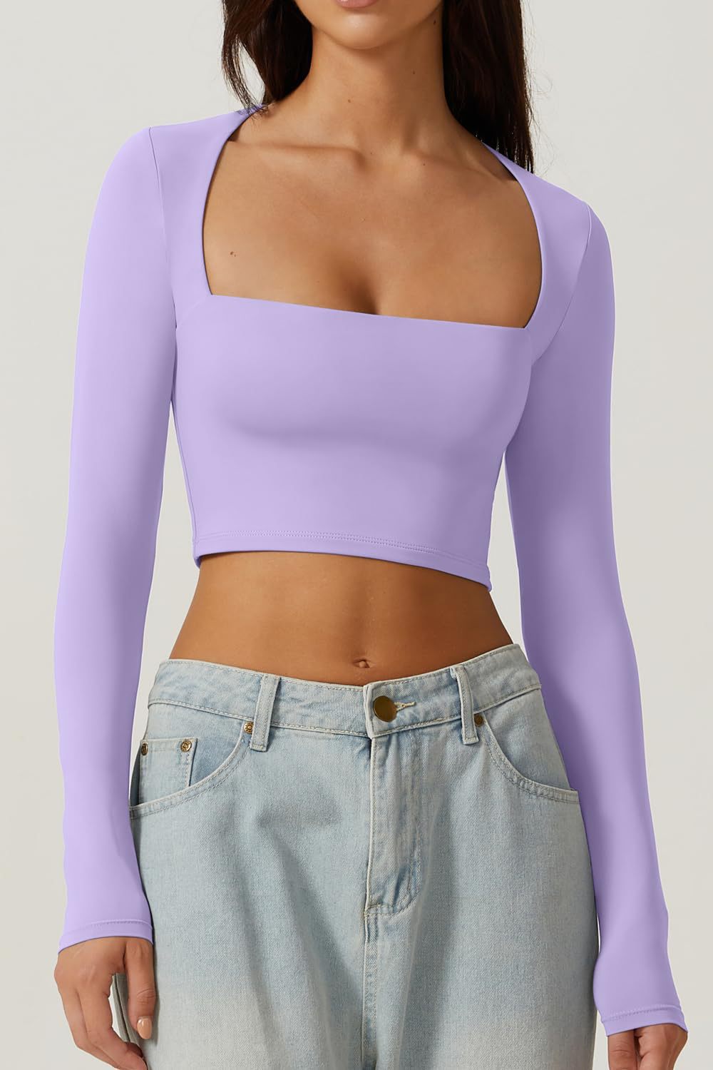 Slimming Base Top With A Square Neckline And A Cropped Design
