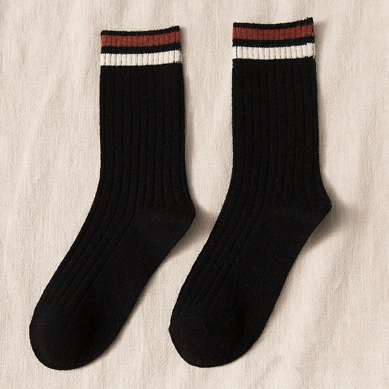 Women's Thickened Color Contrast Simple Wool Socks