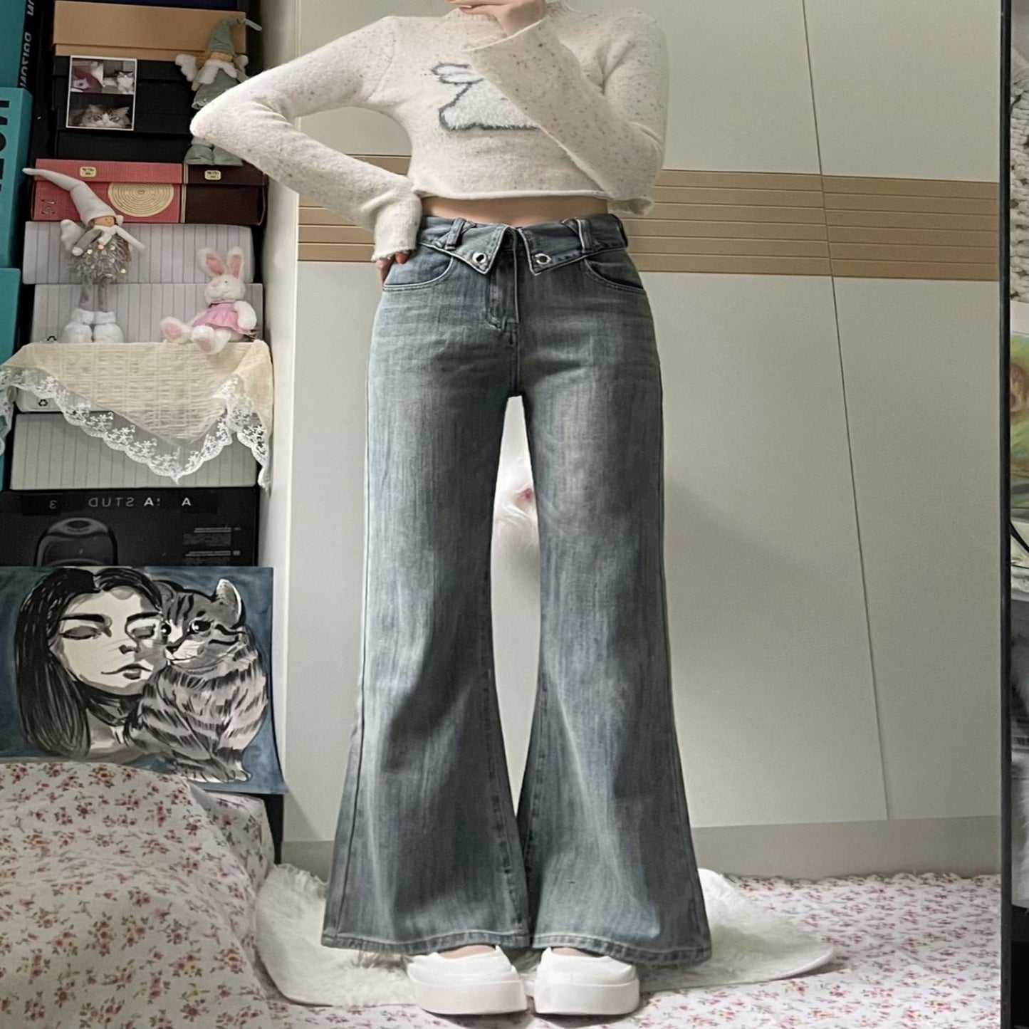 Women's Loose Straight Low Waist Skinny Jeans