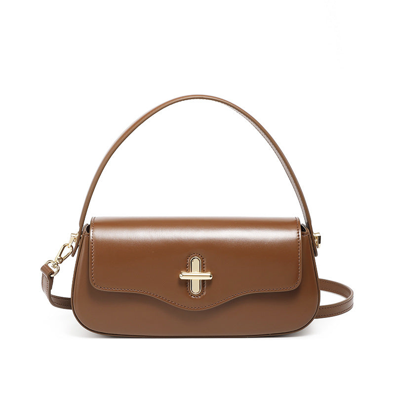 Spring And Summer New Moon Baguette Bag Leather Handbag