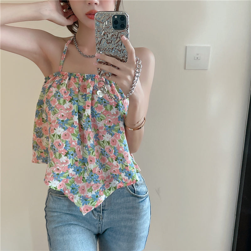 Women's Summer French Halter Camisole High Waist Short