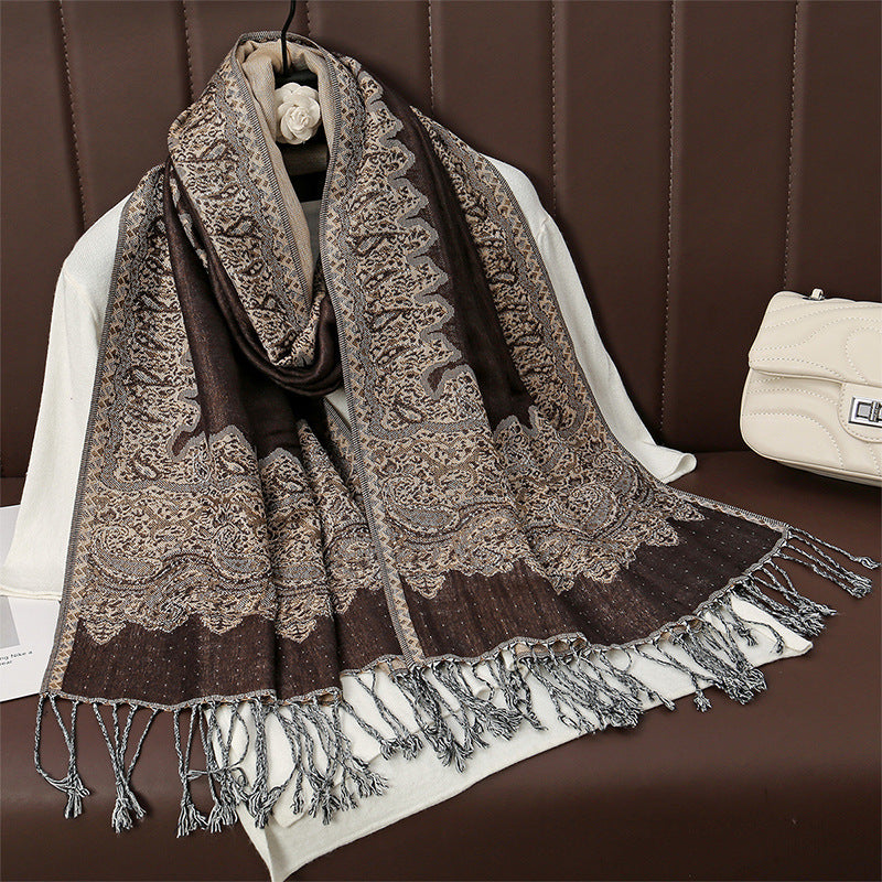 Womens AutumnWinter Faux Cashmere Shawl Cozy Wrap Scarf For Warmth