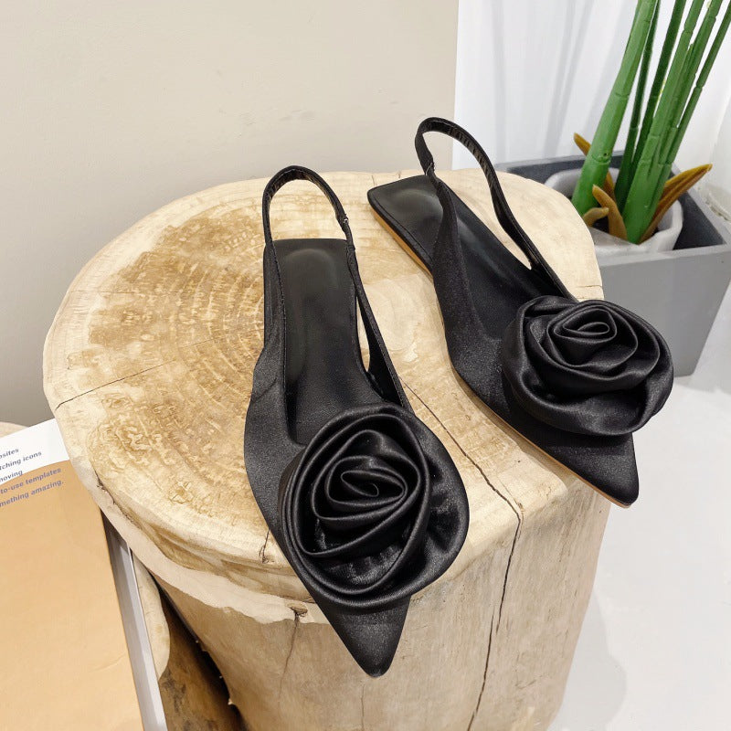 Floral Embellished Backless Flat Sandal Lady