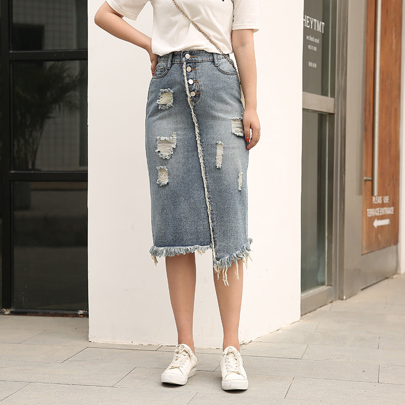 Junjun Xintang Denim Plus-size Women's Bodycon Skirt
