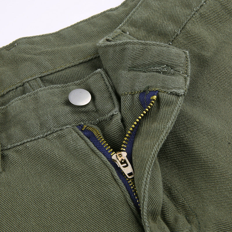 Street Trendsetters Splicing Camouflage Contrast Low Waist