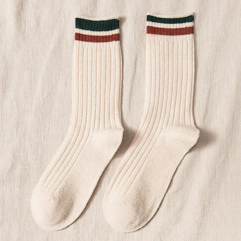 Women's Thickened Color Contrast Simple Wool Socks