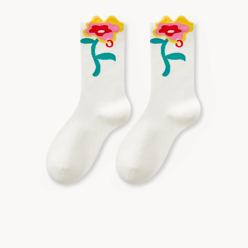 Japanese Lovely Flower Breathable Tube Socks