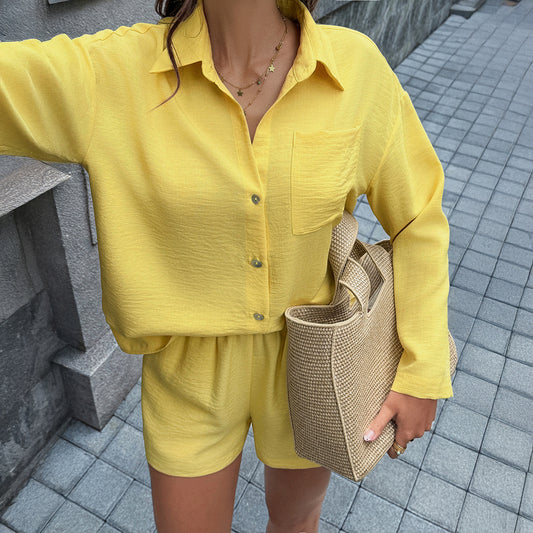 Elegant Slimming High-Waisted Shirt Set For Women