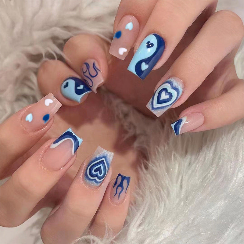 Blue Flame Yin And Yang Love Wear Armor Nail Stickers