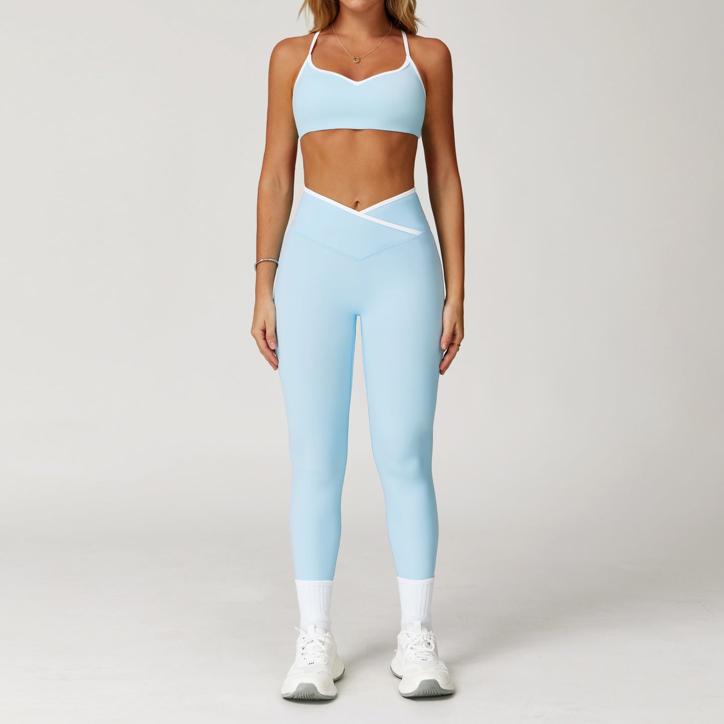 Peach Hip High Waist Tight Yoga Pants Suit