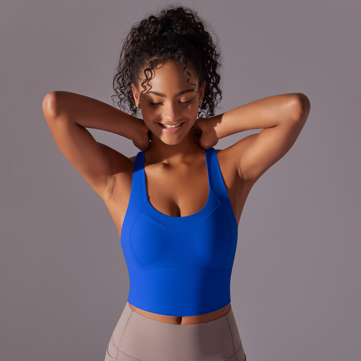 Nude Feel Pure Color Seamless One-piece Cup Vest Cross