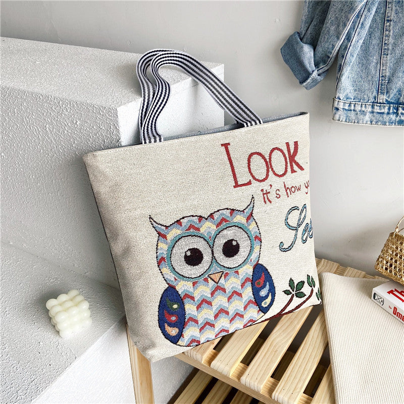 Student Portable Canvas Bag Literary Storage