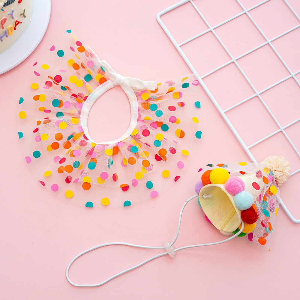 Pet Polka Dot Lace Bib Dog Birthday Suit