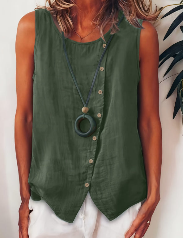 Women's Bohemian Sleeveless Button-Front Shirt