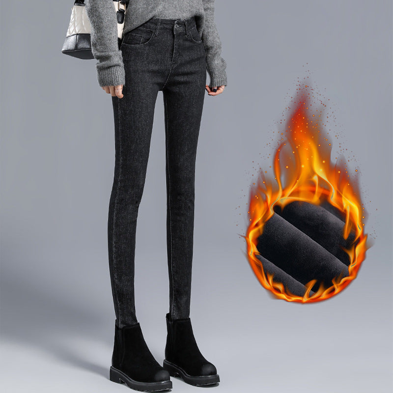 Women's Tight-fitting High-waisted Denim Trousers