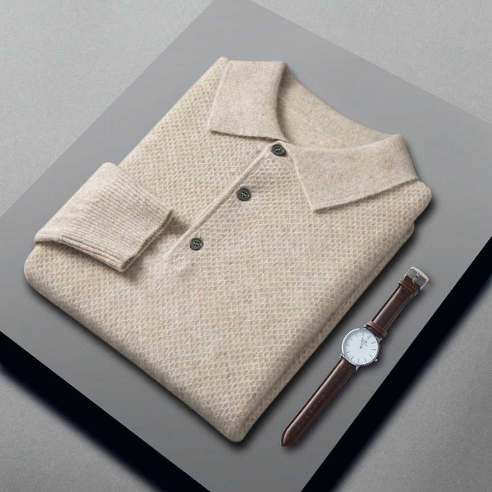 Polo Collar Men's Cashmere Shirt Collar Knitting