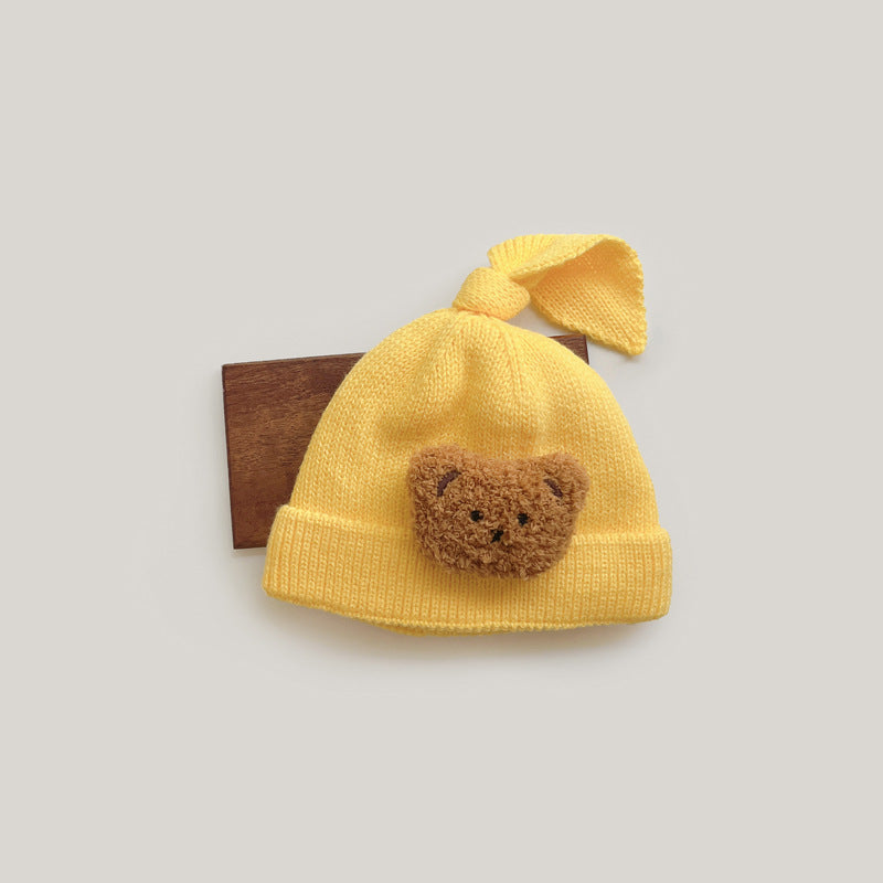Cute Bear Plus Down Anti-cold Knitted Hat