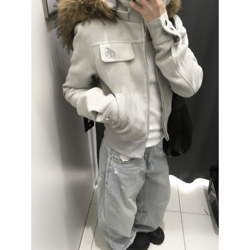 Women's Slim-fit Short Fur Collar Shoulder Jacket