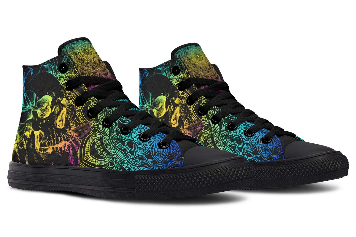 Men's And Women's Fashion Color Printing High-top Canvas Shoes