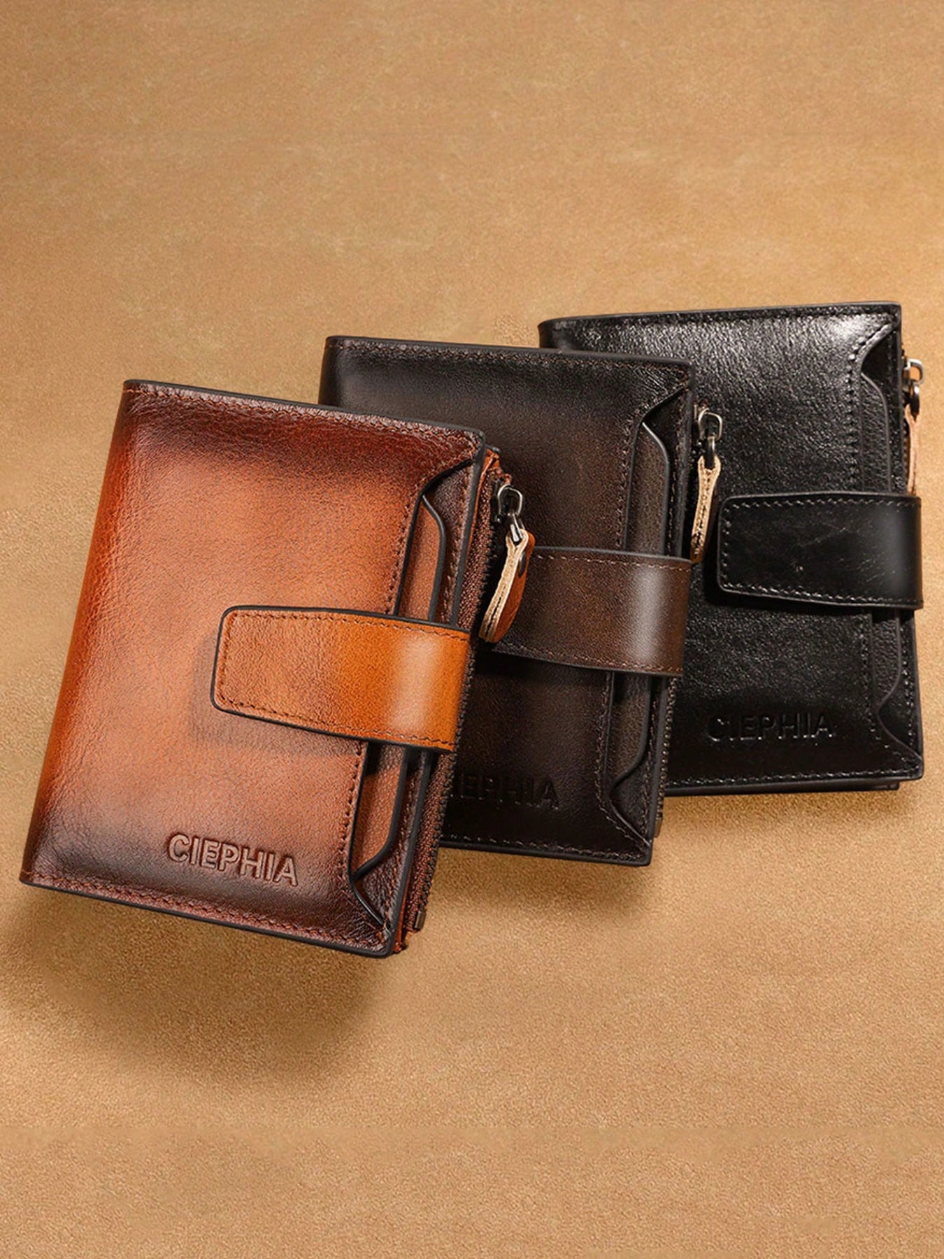 Vintage Genuine Leather Men'S Wallet with RFID Protection 12 Card Slots 2 Large Cash Compartments 1 Zippered Coin Pocket 2 SIM Card Slots for Men Wallet Purse Wallet Men Wallet Leather Small Wallet RFID Wallet