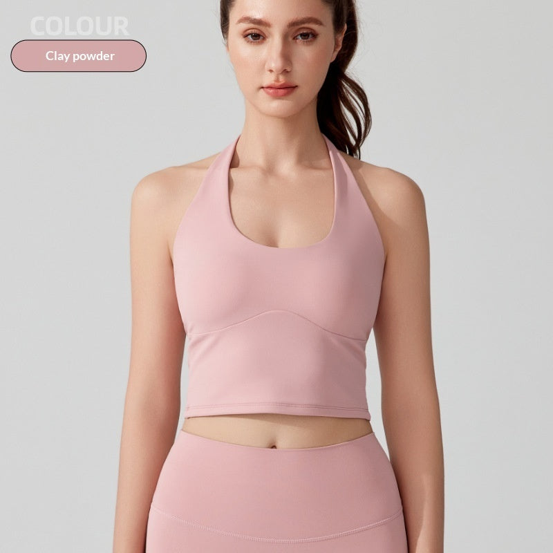 Sports Bra With A Halterneck Design Seamless Yoga Wear