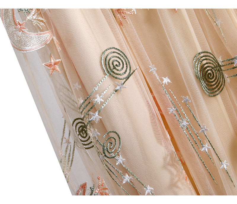 Heavy Industry Embroidered Yarn Mesh Long Skirt For Women