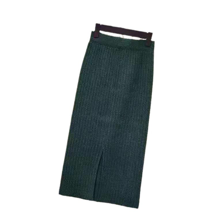 Womens Fashion High-Waisted Knitted Skirt With A Slit