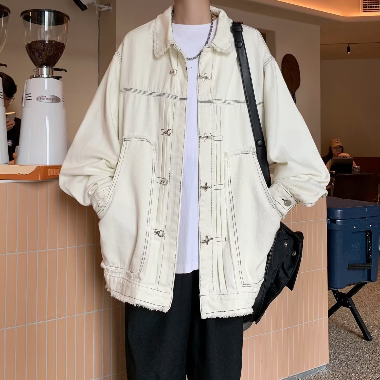 Loose Leisure Workwear Coat Metal Buckle Burr Jacket