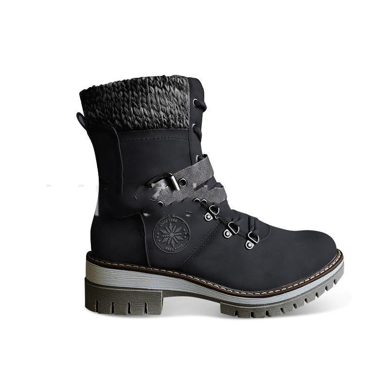 Large Size Mid-to-low Women's Boots With Soles For Autumn And Winter Wool Stitching Martin Boots