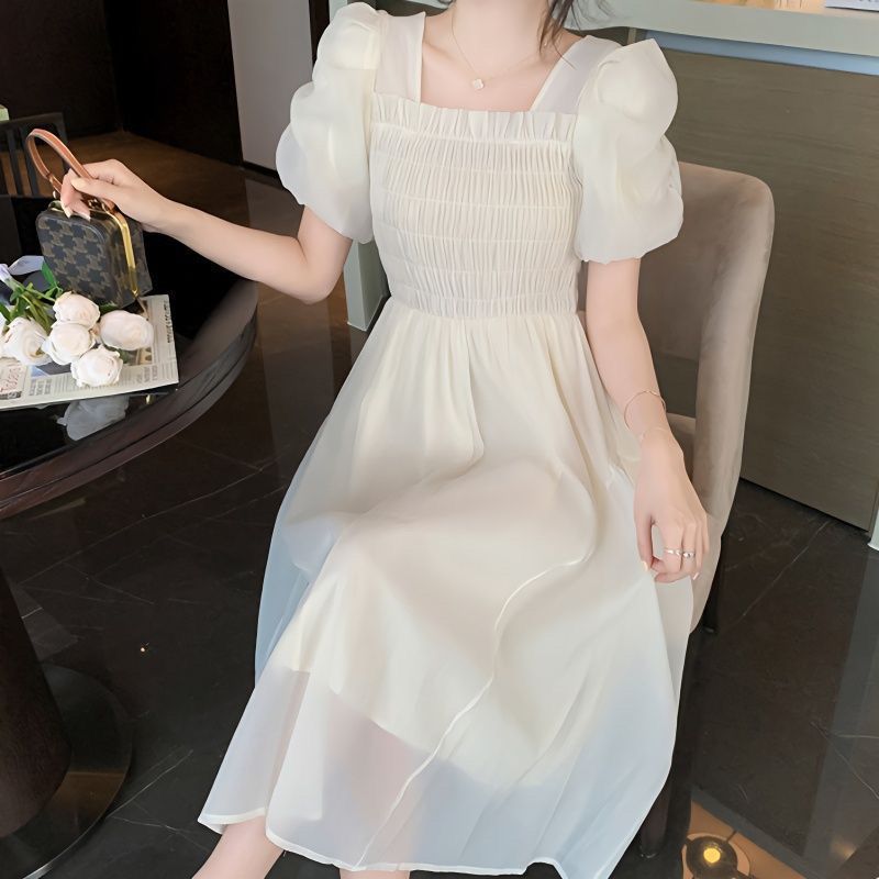 New French-style Elegant Waist-cinching Womens Dress