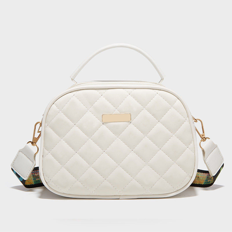 New Rhombus Embroidery Double Zipper Handbag Crossbody